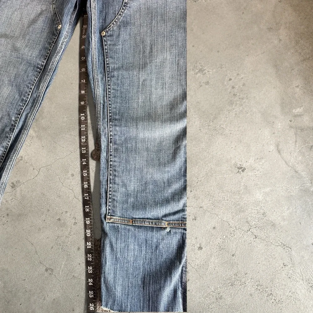Carhartt Jeans Women 8 Blue WB003 Double Knee Carpenter Distressed Raw Hem